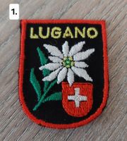 Badge , Patch, Aufnäher LUGANO , Edelweiss , schwarz (1)