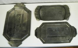 Art Deco Metallschalen 3 Stück, eine signiert