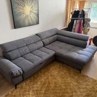 Ecksofa grau mit Schlaffunktion und Bettkasten