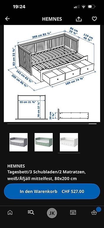 Betten: Bett mit oder ohne Matratze(n) IKEA Hemnes  – Gebraucht aus Kölliken von Bunnylump1 3