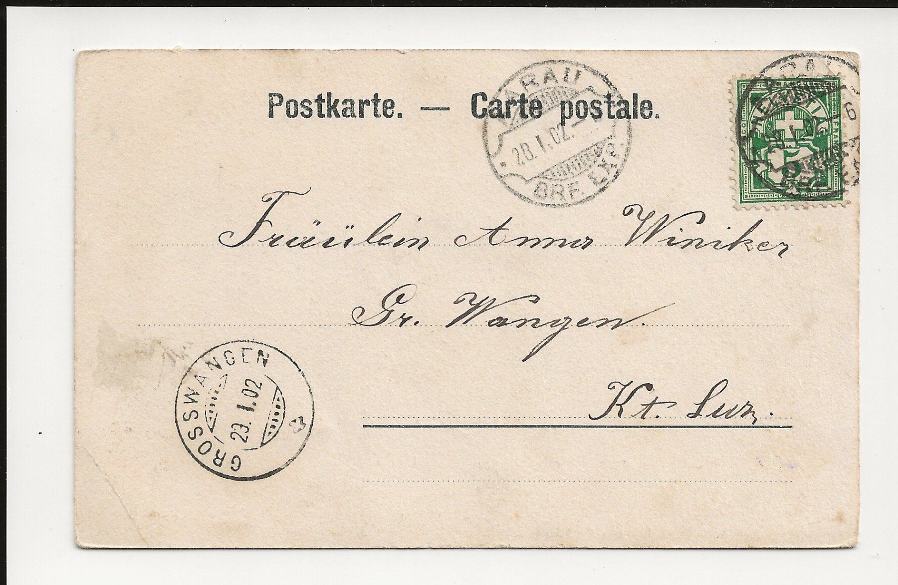 Cartoline postali: AK 1902 Gruss aus Aarau – Usato da Greifensee venduto da 315WDO 1