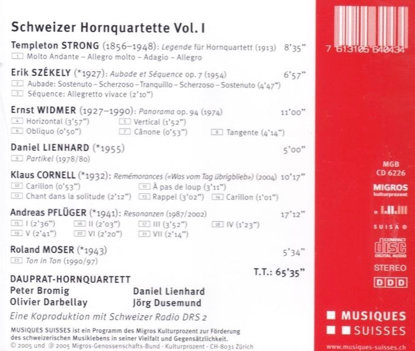 CD: Schweizer Hornquartette CD Dauprat-Hornquartett OVP – Nuovo e nell'imballaggio originale da Luzern venduto da Lycka 1