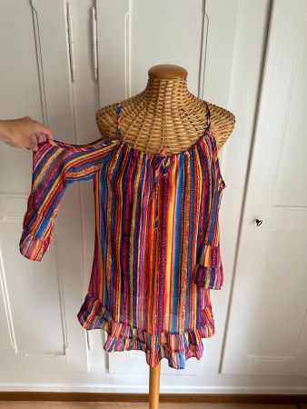 MOKING TOP - Chiffon Tunika bunt transparent M