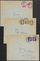 1915 drei Briefe o KEHRDRUCK Frankaturen verschieden ab 1.-