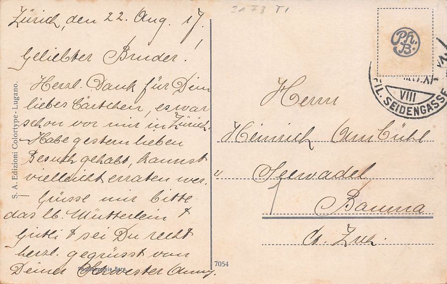 Cartoline postali: Giubiasco, piazza, circolata 1917 – Usato da Frauenfeld venduto da POML 1