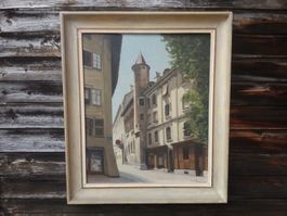 Peinture à l'huile sur bois, signé Hofmann, 1945