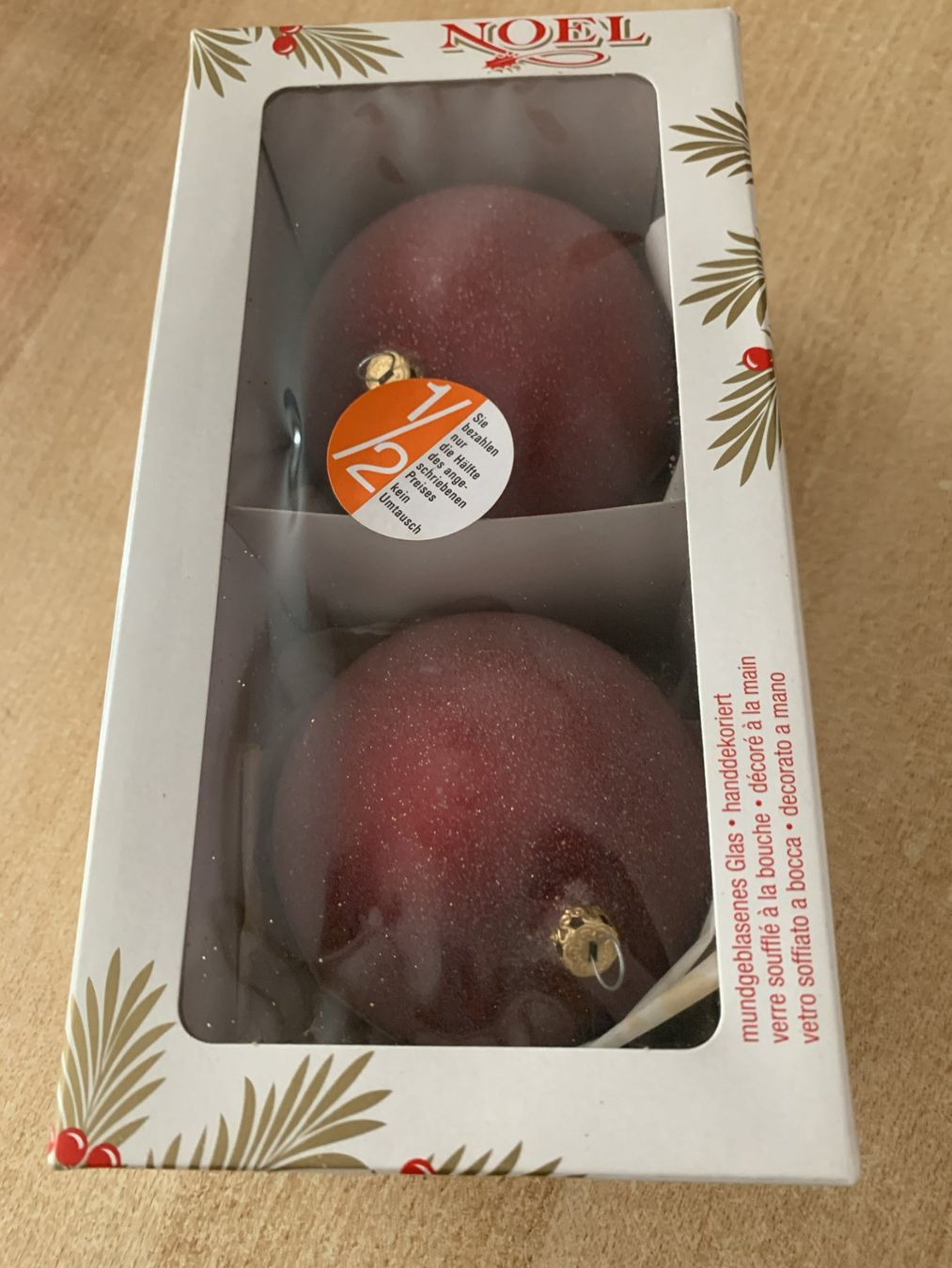 Alle Dekorationen: Weihnachtskugeln Rot Glas mundgeblasen 2er Set – Gebraucht aus Reinach BL von jessihome 1