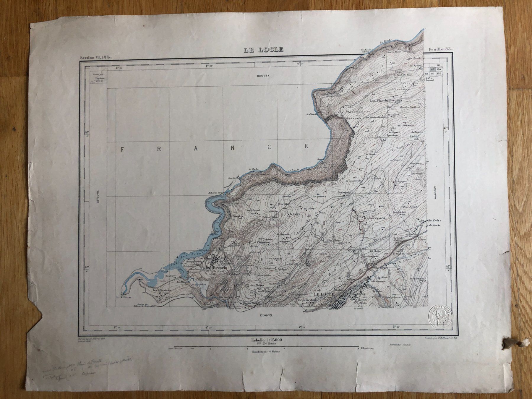 Landkarten & Atlanten: Siegfriedatlas Bl. 83: Le Locle 1885 – Gebraucht aus Zürich von allp