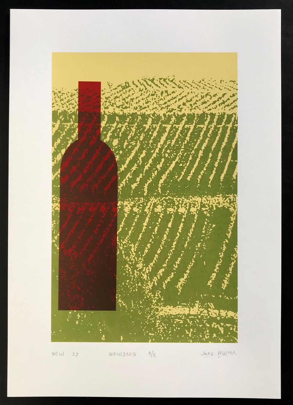 Xilografie: Artwine 39, Jürg Widmer, Siebdruck – Nuovo e nell'imballaggio originale da Seltisberg venduto da quadartswiss