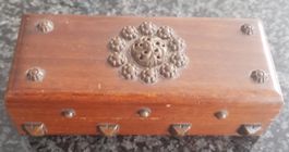 Vintage Briefmarken Holz Kistchen 12 x 5 x 4 cm