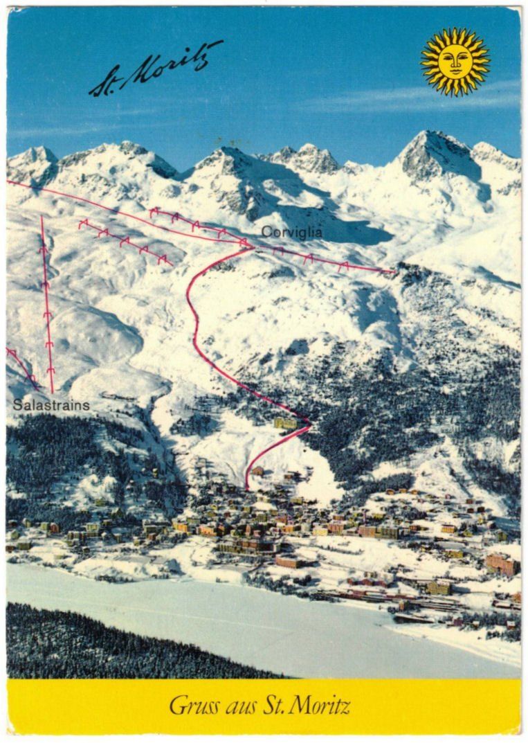 Cartoline postali: St. Moritz - Skigebiet Piz Nair – Usato da Binningen venduto da Mountainrider