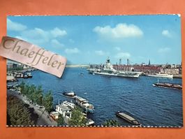 Ansichtskarte Rotterdam Panorama mit Flugzeugträger guter Zu