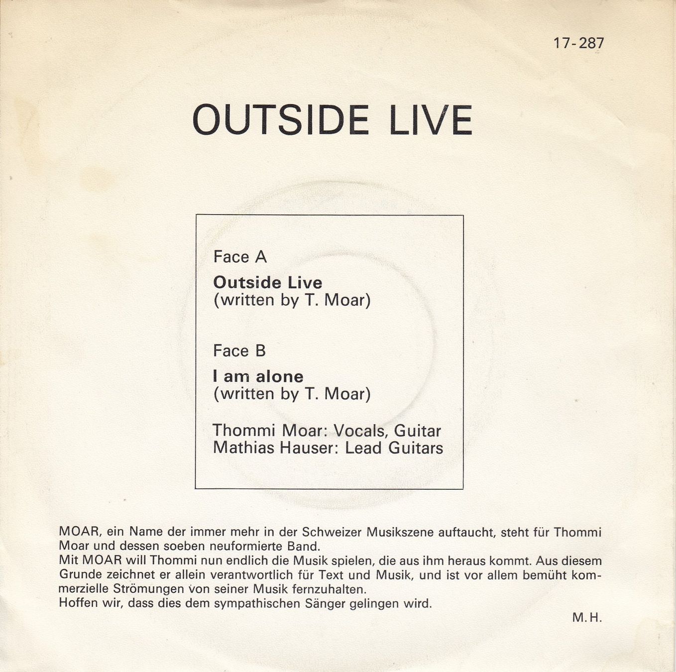 Schallplatten: T. Moar Vinyl Single Switzerland – Gebraucht aus Volketswil von Abcrecords 1