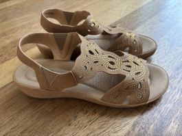 Bio Comfort beige Keilsandaletten Gr. 38
