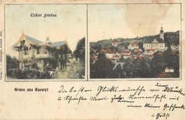 Ruswil LU 2 Bild AK Dorf +Chalet Friedau 1908 leider fleckig