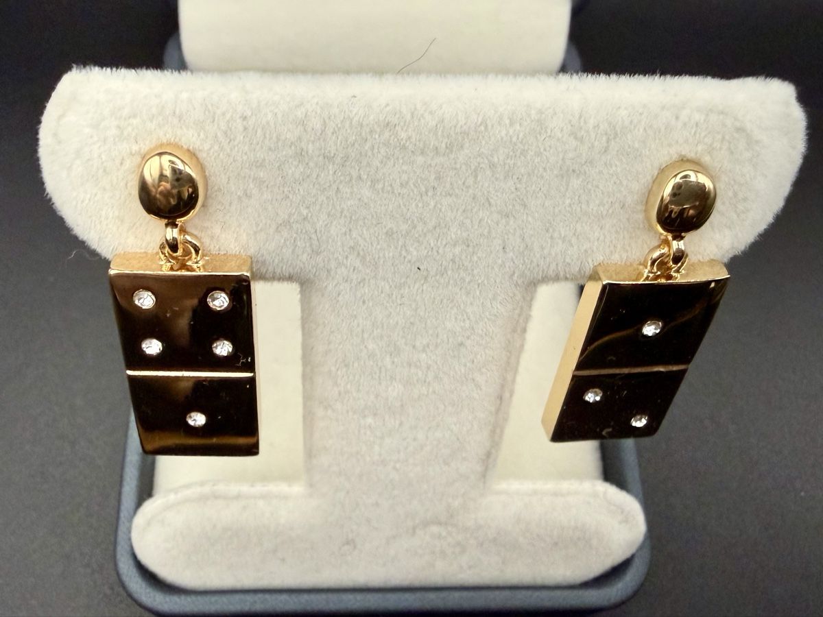 Orecchini pendenti & Orecchini a lobo: Domino-Ohrringe, Goldfarbe Vintage – Usato da Lamone venduto da LaCantinaMagica 3