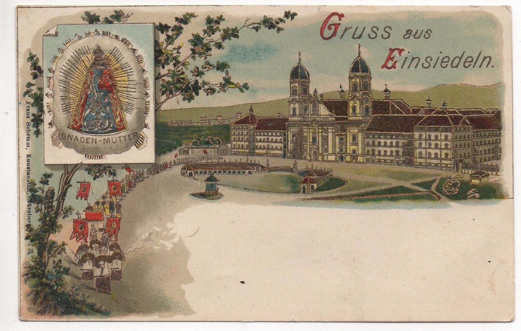 Ansichtskarten: LITHO Gruss aus EINSIEDELN – Gebraucht aus Jona von philajona