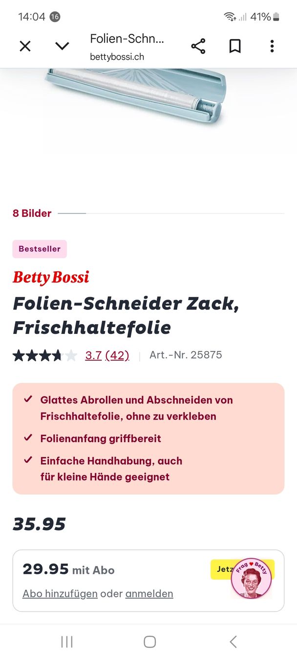 Betty Bossi Elettrodomestici da cucina: Betti Bossi Folienschneider Zack – Usato da Steinen venduto da kelli13 2