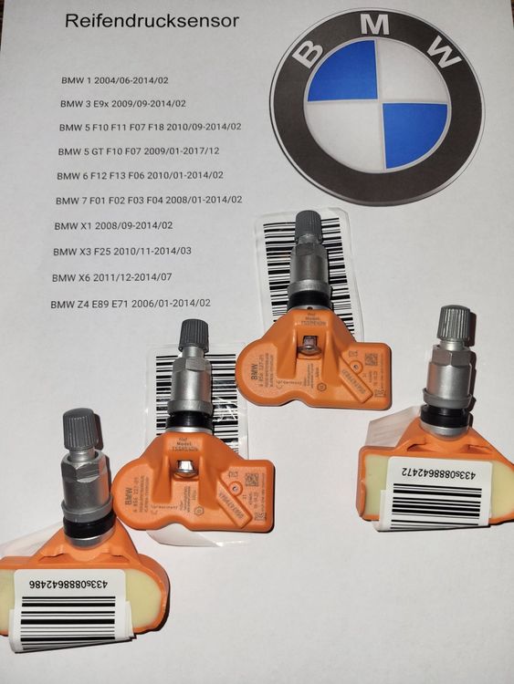 4x Reifendrucksensor 36106881890 36106856209 Gearzaar Rdks Sensoren 4 RDC RDKS Refendrucksensor Für BMW 1/2/3/4er X1 X2 X5 X6 F20 Mn Bmw F36 OE 36106881890 36106856209