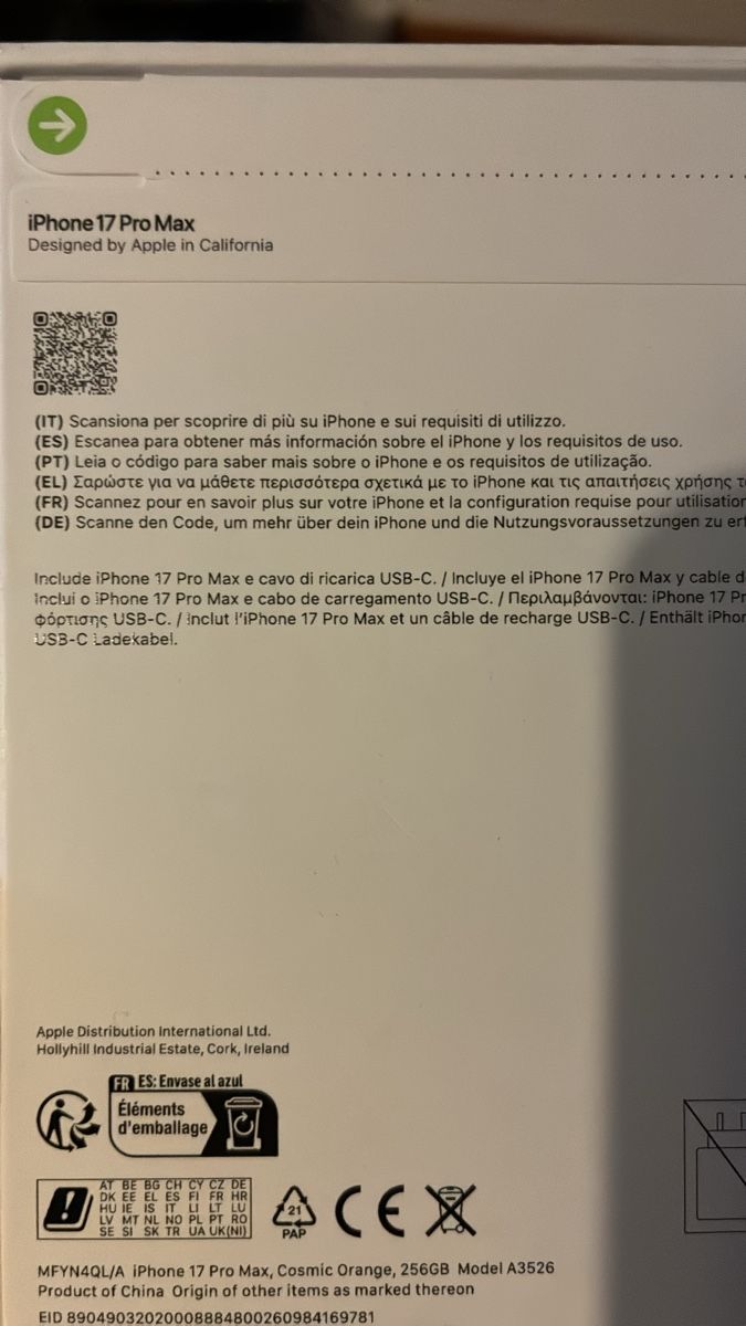 Apple Telefoni cellulari / Smartphones: iPhone 17 Pro Max 256 GB Cosmic Orange Dual SIM – Nuovo e nell'imballaggio originale da Semsales venduto da eme_gf9j 3