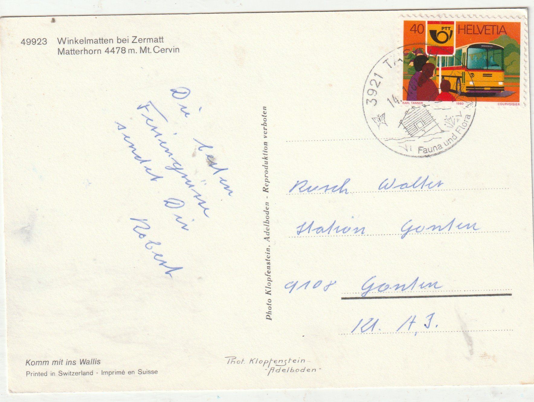 Cartoline postali: Wimkelmatten Matterhorn – Usato da Lumbrein venduto da made02 1