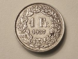 1x 1 Fr. - 1937 - Silber/Argent 0.835