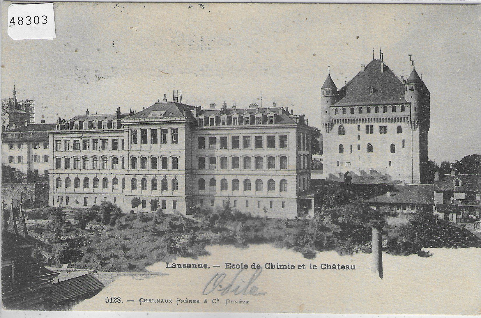 Ansichtskarten: Lausanne - Ecole de Chimie et le Chateau – Gebraucht aus Ettingen von Kartenplanet