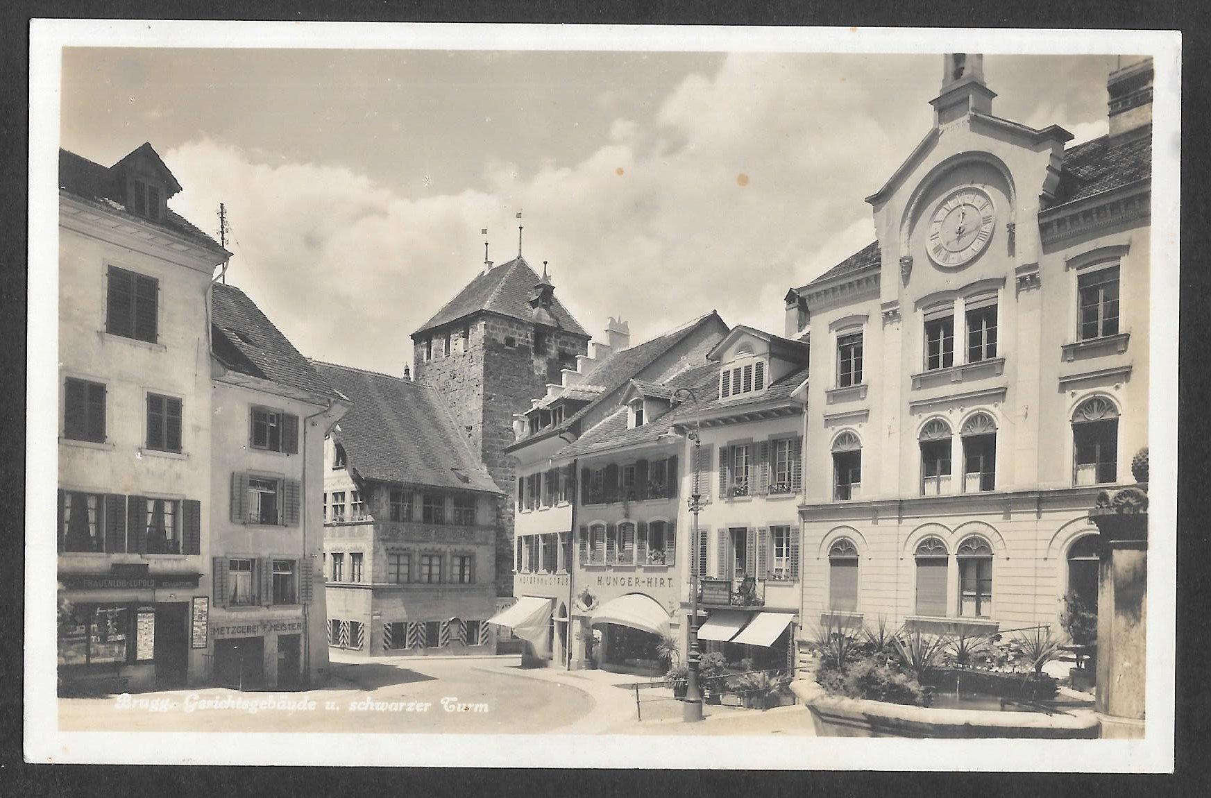 Cartoline postali: Brugg Gerichtsgebäude und schwarzer Turm – Usato da Olten venduto da clotaldi
