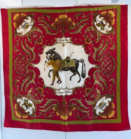 Carré Hermes en soir "Cheval Turc". 90 cm