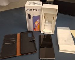 OPPO A74 5G Smartphone mit Zubehör im Karton