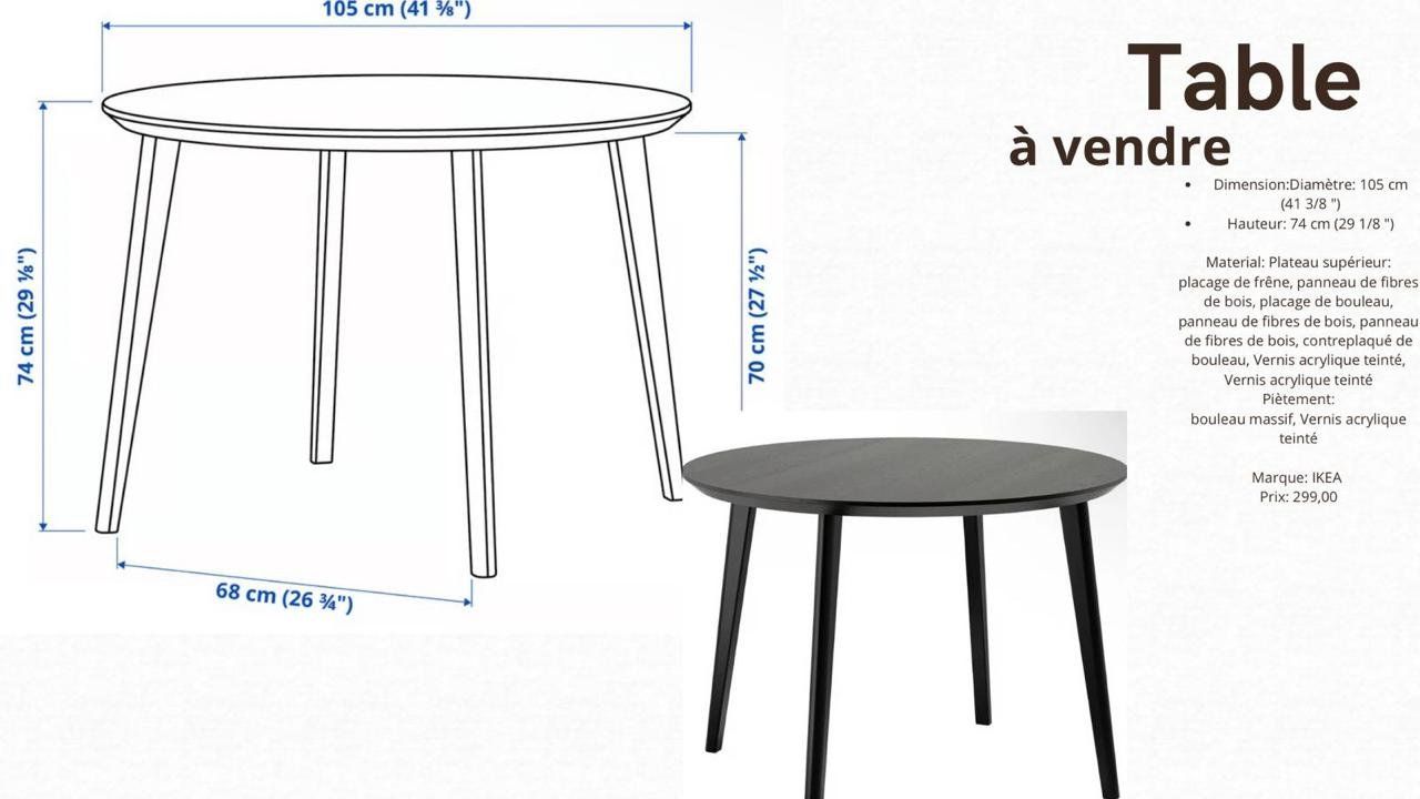 Tavoli: Table ronde Ikea en bois – Nuovo (secondo la descrizione) da Genève venduto da off_rr69