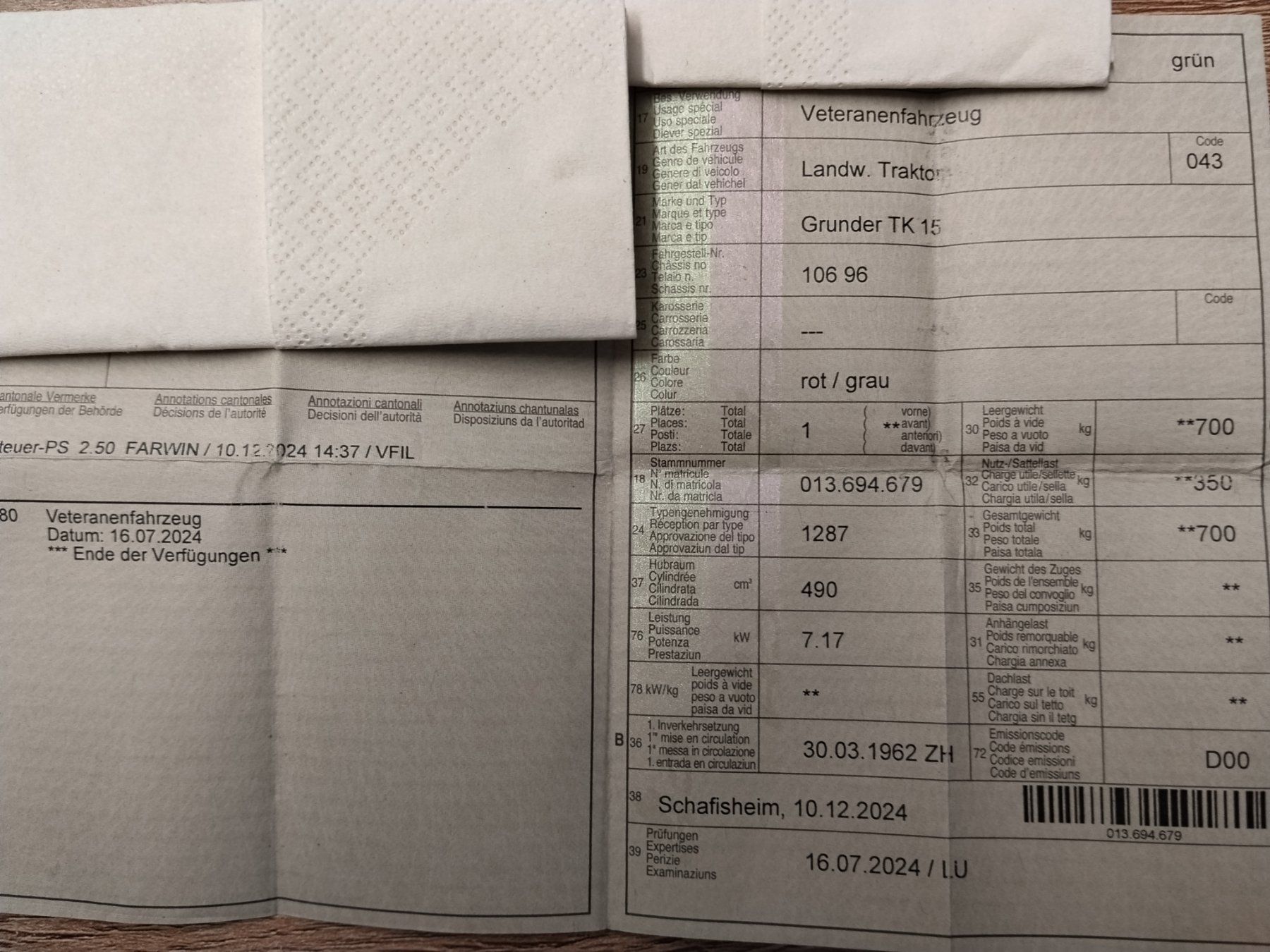 Grunder Trattori: Veteran Grunder TK 15 ab mfk – Usato da Beinwil (Freiamt) venduto da ak1970 4