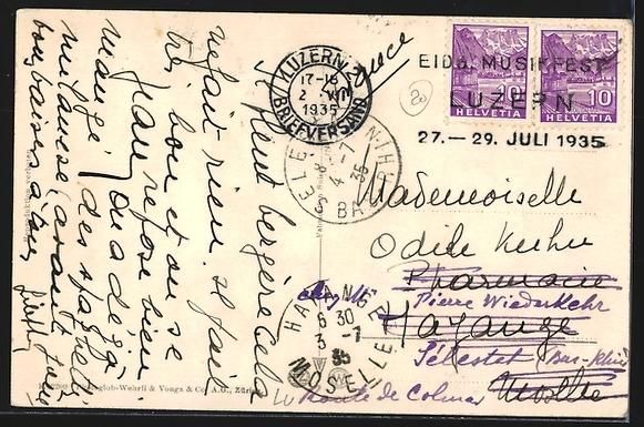 Ansichtskarten: AK Luzern, Teilansicht mit Rigi, 1935 – Gebraucht aus Berlin von bartko-reher 1