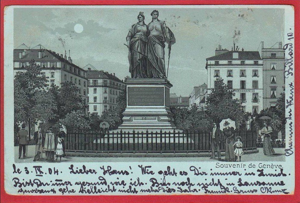 Cartoline postali: GENÈVE, LITHO 1904 – Usato da Grüningen venduto da Kartenlaube