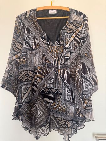 Fantasiestil Damenbluse-Tunika Print Kragenband Gr.XLwieNEU