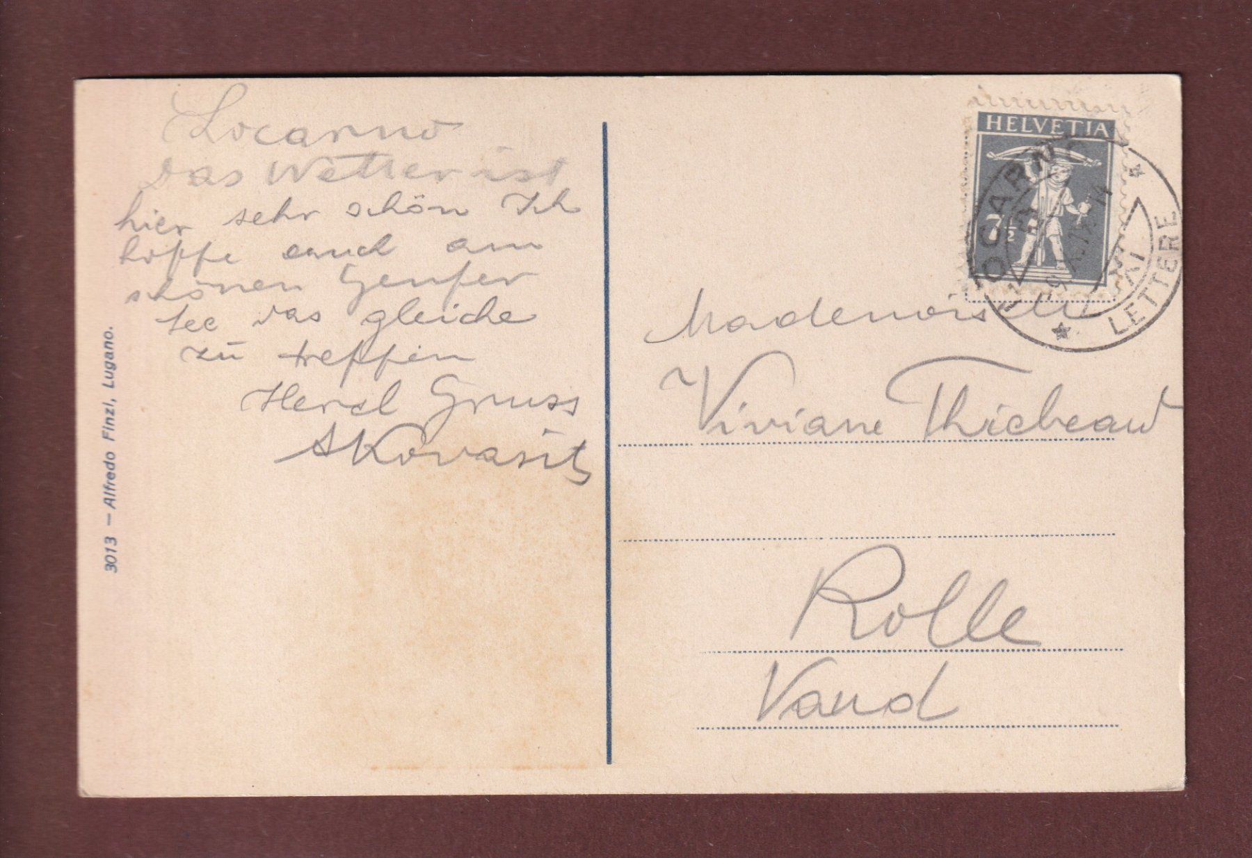 Cartoline postali: LOCARNO - Castello dei Visconti - 1919 – Usato da Pully venduto da nicecards 1