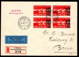 CH - Flugpost - Flugbrief 1937 nach Zug - R-Brief