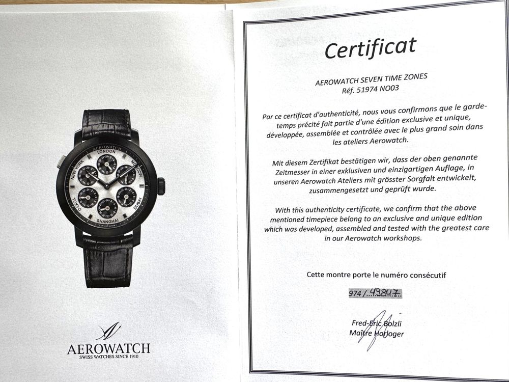 Aerowatch Uhren: Aerowatch Herrenuhr Multi-Zeitzonen Swiss Made, Top! – Neu und originalverpackt aus Hombrechtikon von Harosa 6