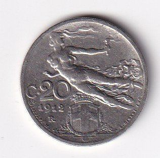 Tutti le monete: Italien 20 cent. 1912ss-vorz – Usato da Neuchâtel venduto da karlpierrino