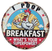 Superpower breakfast - Hühner - Ei - Blechschild  (neu/OVP)