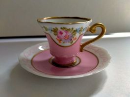 Antik LIMOGES France Porzellan Sammler Tasse + unter Teller