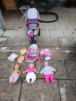 Puppenwagen mit 3 Puppen