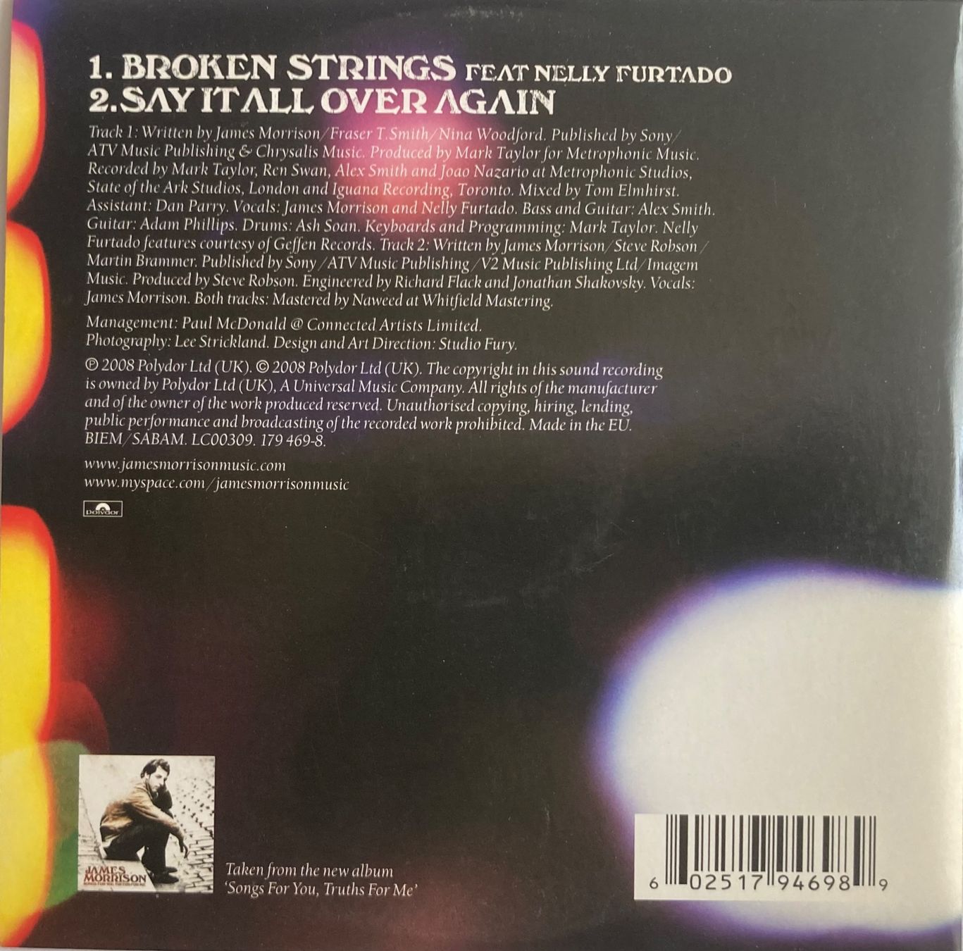 CD: JAMES MORRISON FEATURING NELLY FURTADO - BROKEN STRINGS – Usato da Poliez-Pittet venduto da Newtown-Records 1
