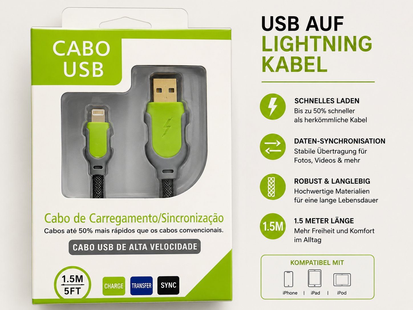 Kabel: QUALITY KABEL HIGH SPEED IPHONE – Neu und originalverpackt aus Montreux von CABLEKABEL