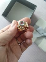 Ring aus Gold 18 K mit Aquamarin und Brilliant