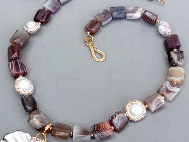 Catenine: SALE Botswana Achat Perlen Halskette Collier Agate Perle – Nuovo (secondo la descrizione) da Prilly venduto da ilyria73 1