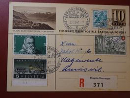 23.XI.48., POSTKARTE BERGÜN-BRAVUOGN, GLION SUR MONTREUX