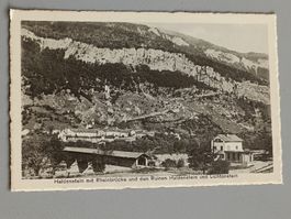Alte PK / Haldenstein mit Rheinbrücke und den Ruinen.. 1930