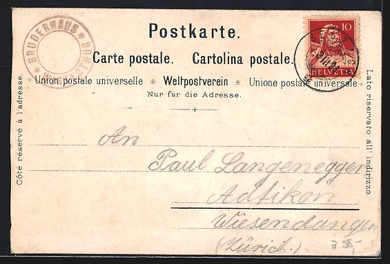 Cartoline postali: C. Steinmann: Winterthur, Gasthof Bruder – Usato da Berlin venduto da bartko-reher 1