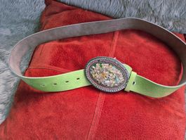 GÜRTEL LEDER STEINE 100 L 40 SCHNALLE MIT STRASSSTEINE TOP